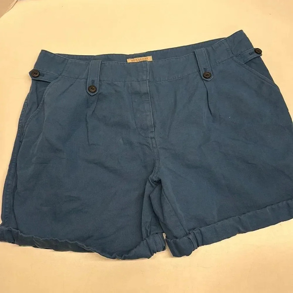Burberry Brit Shorts Cuffed Knit Woven Cotton Linen Blue Women's US Size 8 - Picture 1 of 10